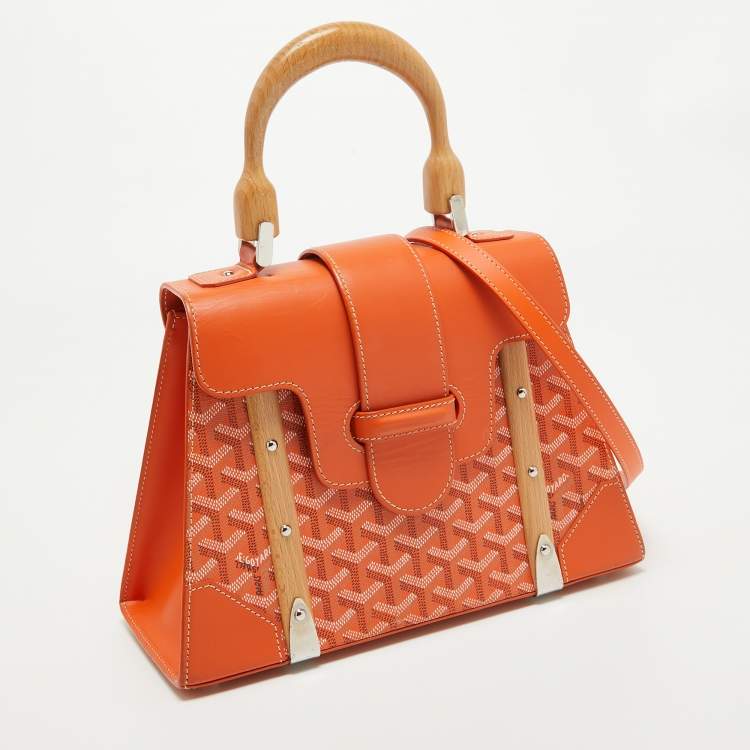 Pre Owned Goyard Orange Coated Canvas and Leather PM Saigon Top Handle Bag