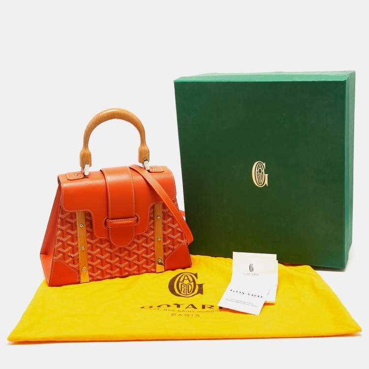 Pre Owned Goyard Orange Coated Canvas and Leather PM Saigon Top Handle Bag