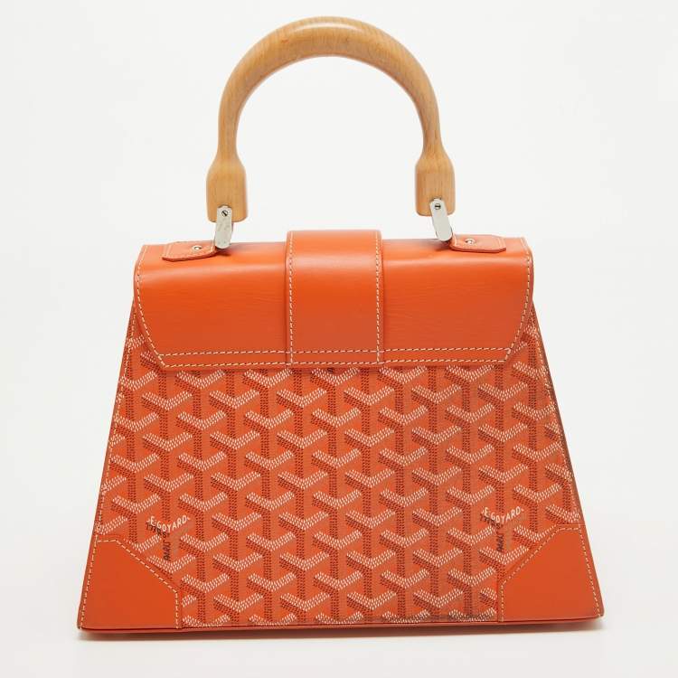 Pre Owned Goyard Orange Coated Canvas and Leather PM Saigon Top Handle Bag