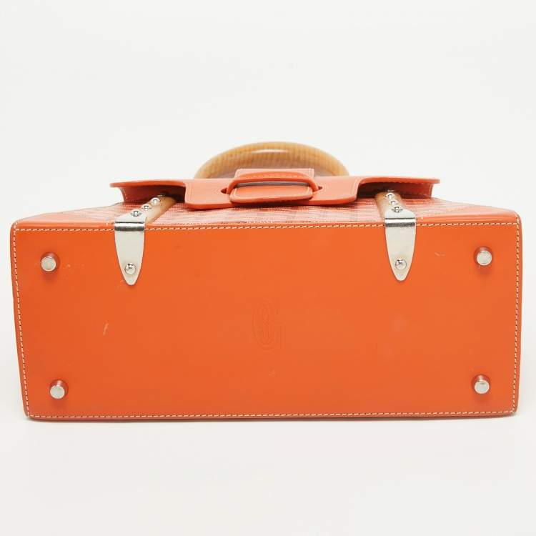 Pre Owned Goyard Orange Coated Canvas and Leather PM Saigon Top Handle Bag
