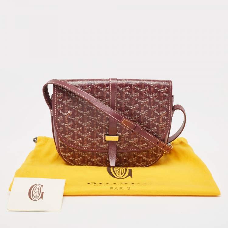Pre Owned Goyard Burgundy Goyardine Coated Canvas and Leather Belvedere II PM Bag