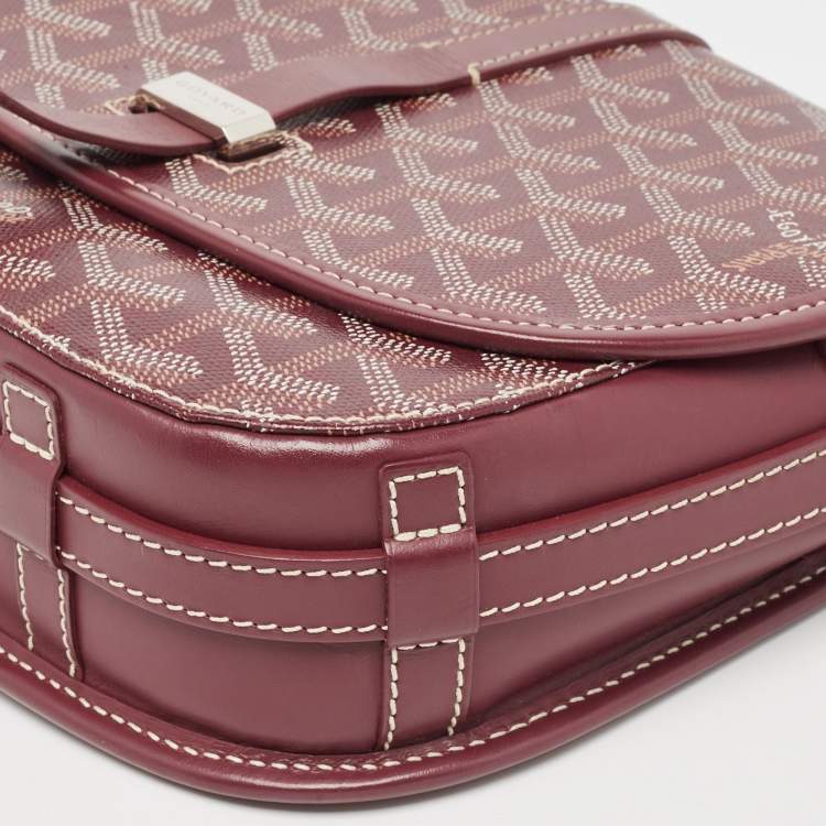 Pre Owned Goyard Burgundy Goyardine Coated Canvas and Leather Belvedere II PM Bag