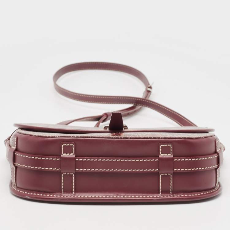 Pre Owned Goyard Burgundy Goyardine Coated Canvas and Leather Belvedere II PM Bag
