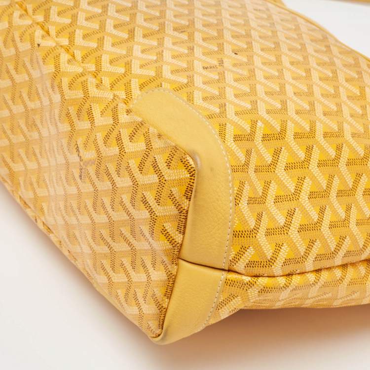 Pre Owned Goyard Yellow Goyardine Coated Canvas and Leather Grenadine Hobo