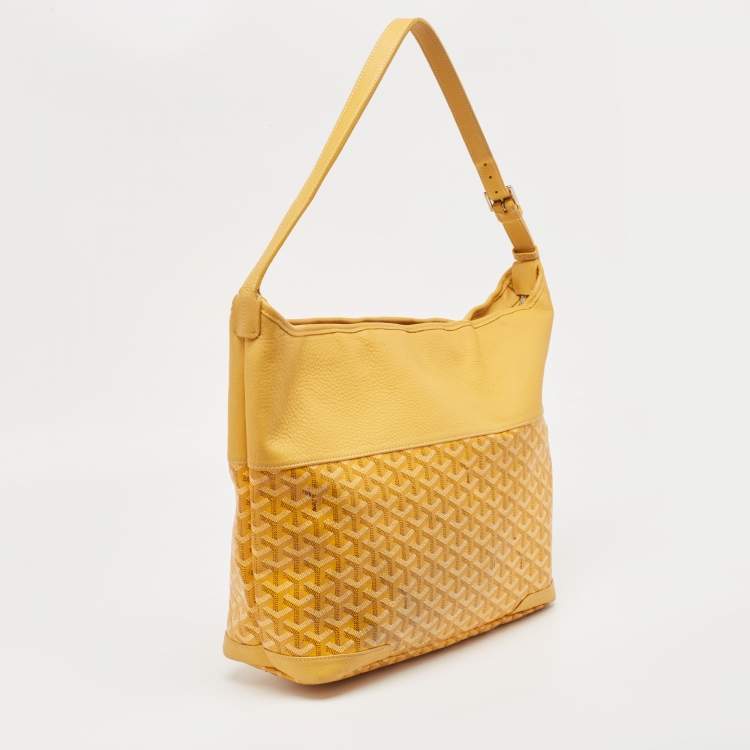 Pre Owned Goyard Yellow Goyardine Coated Canvas and Leather Grenadine Hobo
