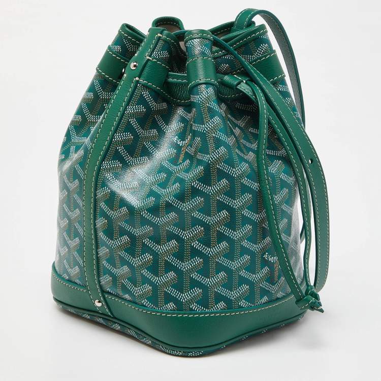 Pre Owned Goyard Green Goyardine Coated Canvas and Leather Petit Flot Bucket Bag