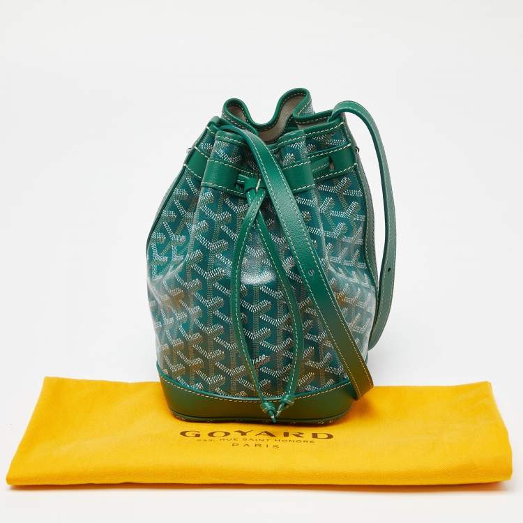 Pre Owned Goyard Green Goyardine Coated Canvas and Leather Petit Flot Bucket Bag