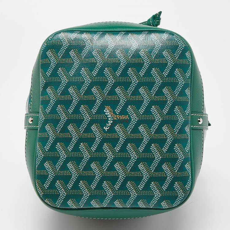 Pre Owned Goyard Green Goyardine Coated Canvas and Leather Petit Flot Bucket Bag