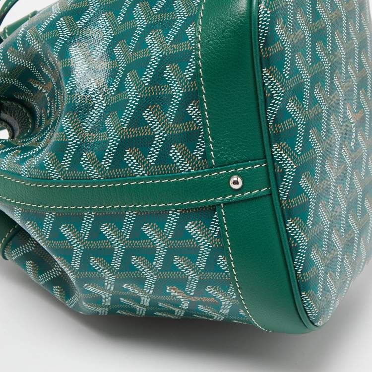Pre Owned Goyard Green Goyardine Coated Canvas and Leather Petit Flot Bucket Bag
