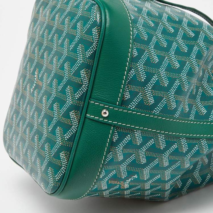Pre Owned Goyard Green Goyardine Coated Canvas and Leather Petit Flot Bucket Bag