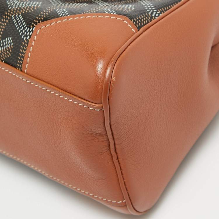 Pre Owned Goyard Brown Goyardine Coated Canvas and Leather Mini Saigon Top Handle Bag