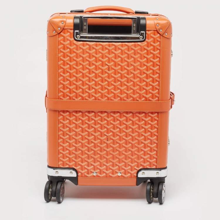 Pre Owned Goyard Orange Goyardine Coated Canvas Bourget PM Trolley Case