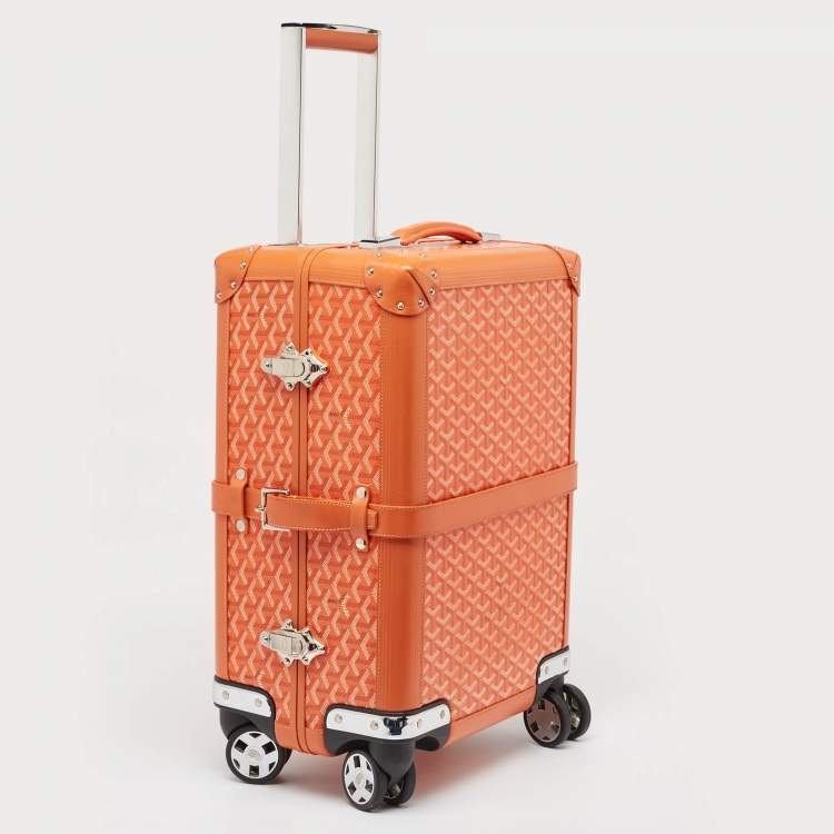 Pre Owned Goyard Orange Goyardine Coated Canvas Bourget PM Trolley Case