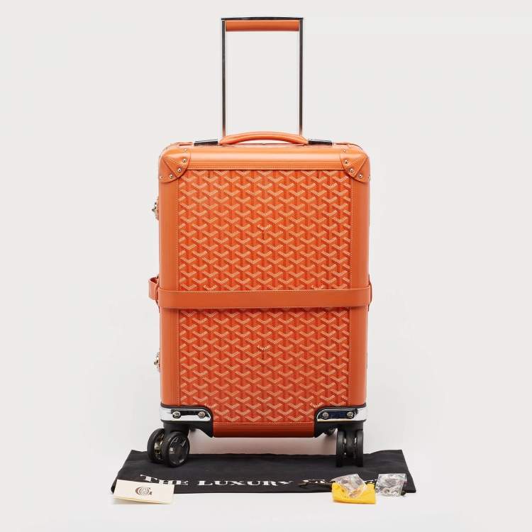 Pre Owned Goyard Orange Goyardine Coated Canvas Bourget PM Trolley Case