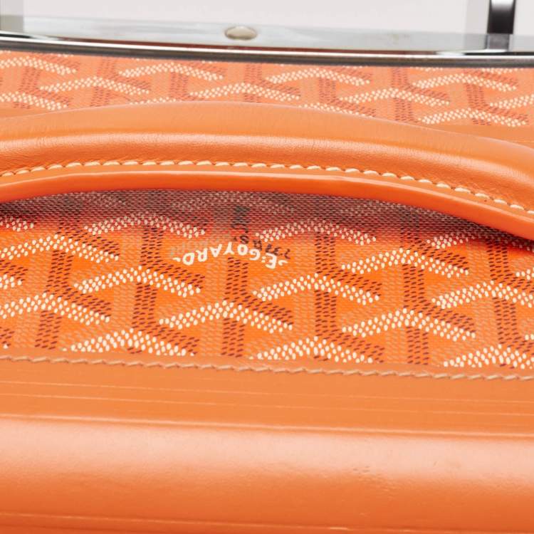 Pre Owned Goyard Orange Goyardine Coated Canvas Bourget PM Trolley Case
