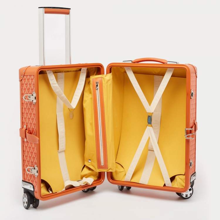 Pre Owned Goyard Orange Goyardine Coated Canvas Bourget PM Trolley Case