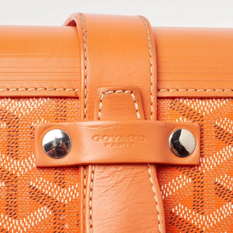 Pre Owned Goyard Orange Goyardine Coated Canvas Bourget PM Trolley Case