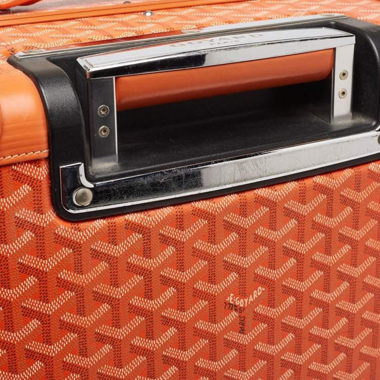 Pre Owned Goyard Orange Goyardine Coated Canvas Bourget PM Trolley Case