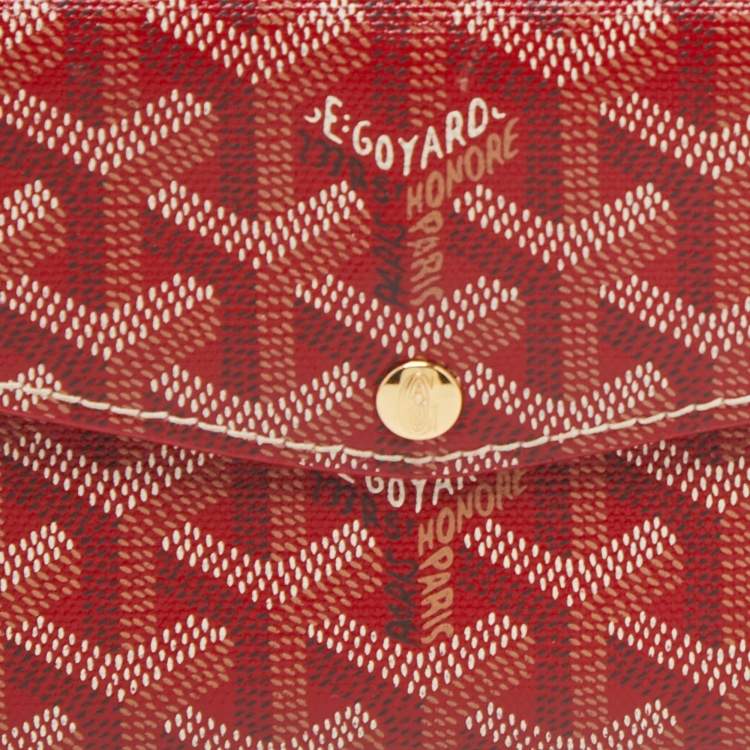 Pre Owned Goyard Red Goyardine Coated Canvas Double Flap Continental Wallet