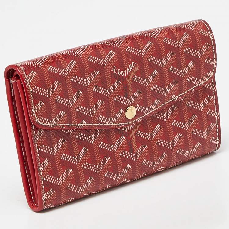 Pre Owned Goyard Red Goyardine Coated Canvas Double Flap Continental Wallet