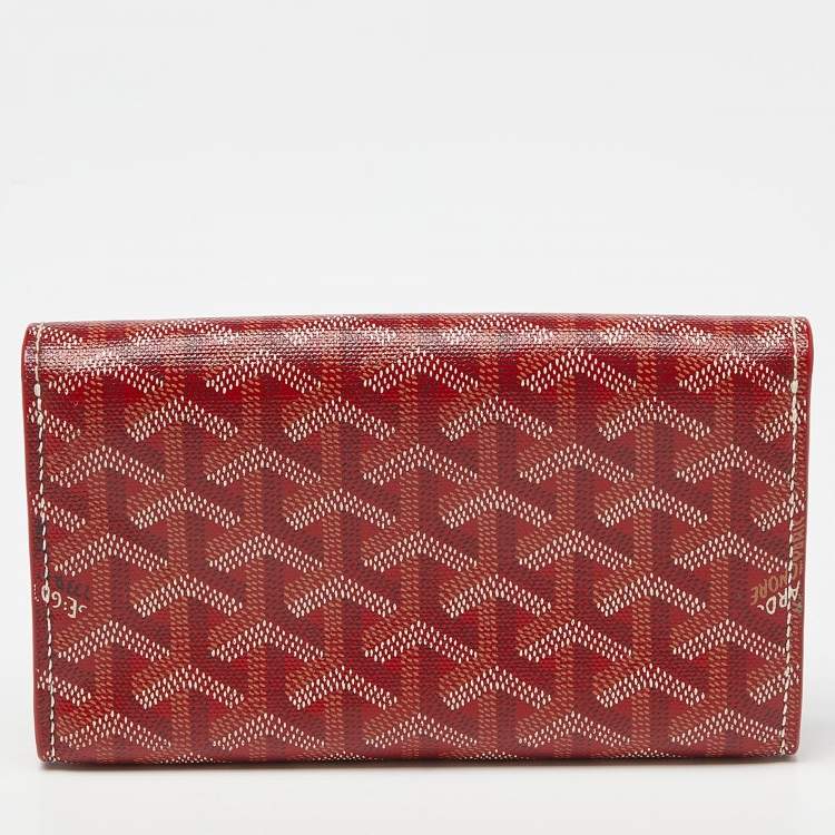 Pre Owned Goyard Red Goyardine Coated Canvas Double Flap Continental Wallet