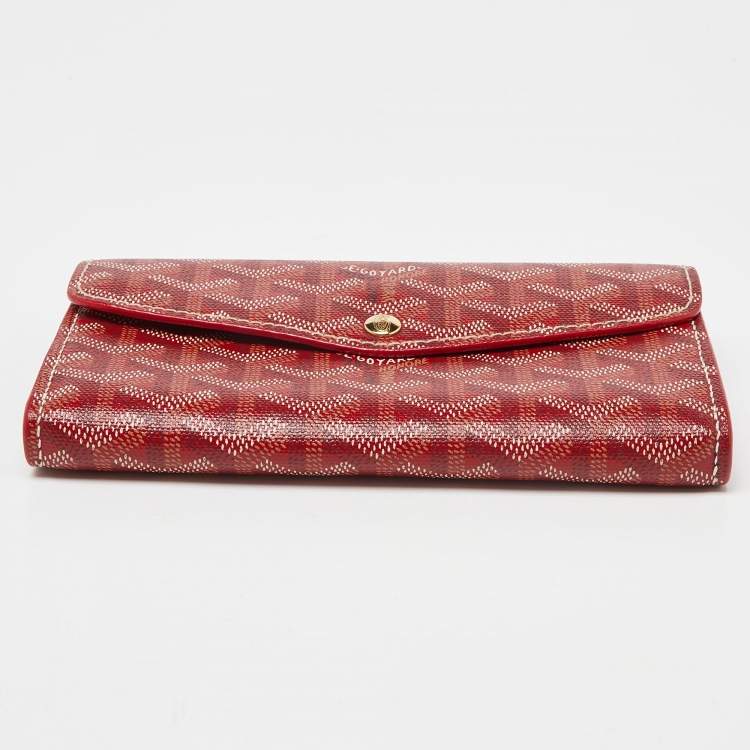 Pre Owned Goyard Red Goyardine Coated Canvas Double Flap Continental Wallet