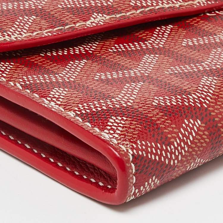 Pre Owned Goyard Red Goyardine Coated Canvas Double Flap Continental Wallet