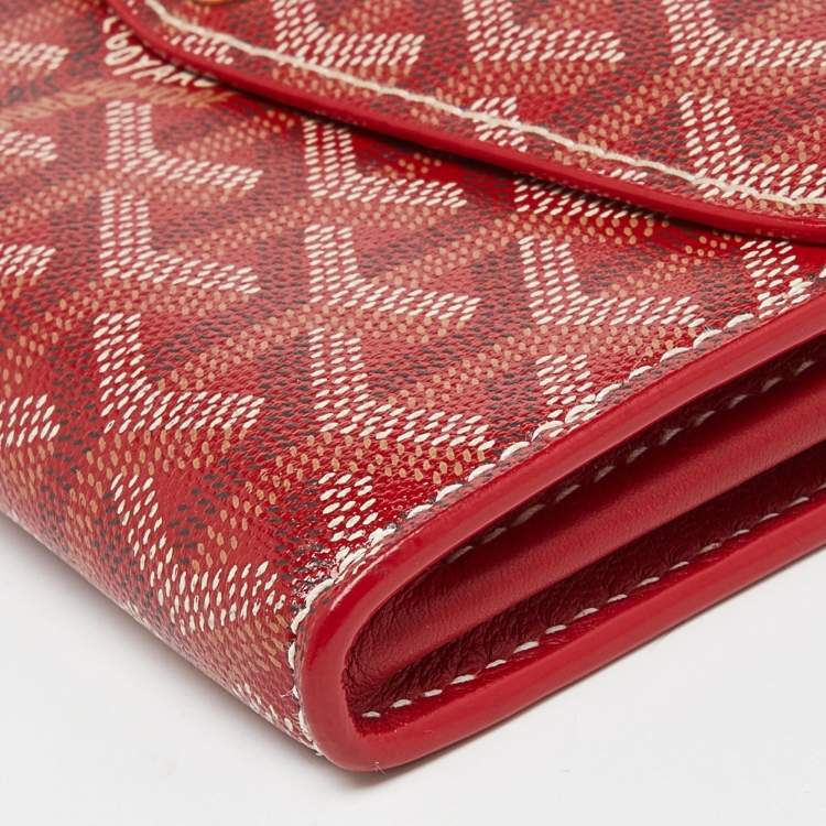 Pre Owned Goyard Red Goyardine Coated Canvas Double Flap Continental Wallet