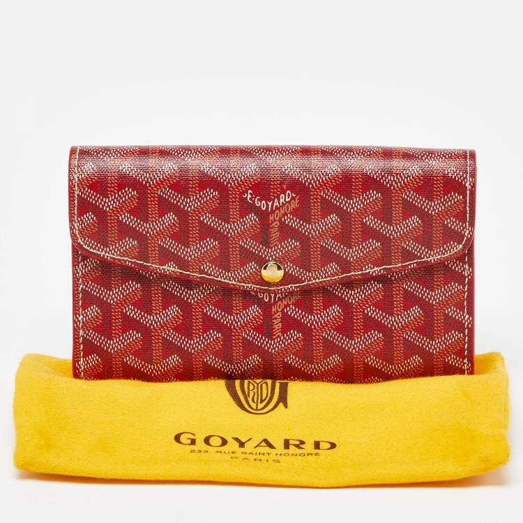 Pre Owned Goyard Red Goyardine Coated Canvas Double Flap Continental Wallet