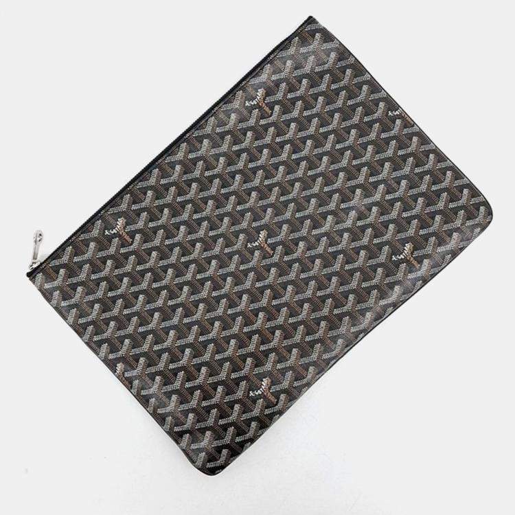 Pre Owned Goyard Black Goyardine Canvas Senat MGM Pouch
