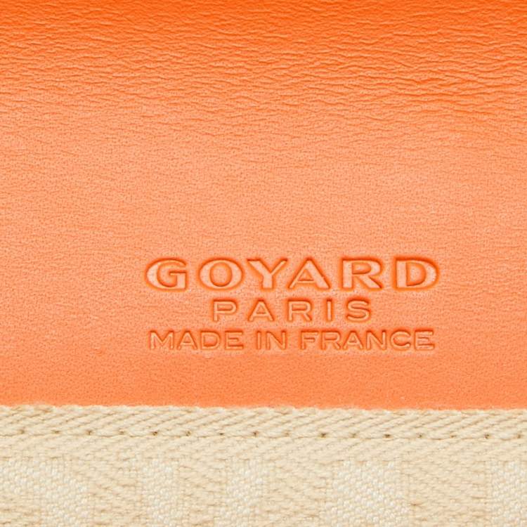 Pre Owned Goyard Orange Goyardine Coated Canvas Monte Carlo Bois Clutch