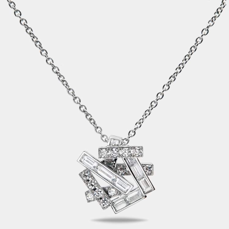 Pre Owned Graff  Threads Diamonds 18k White Gold Pendant Necklace