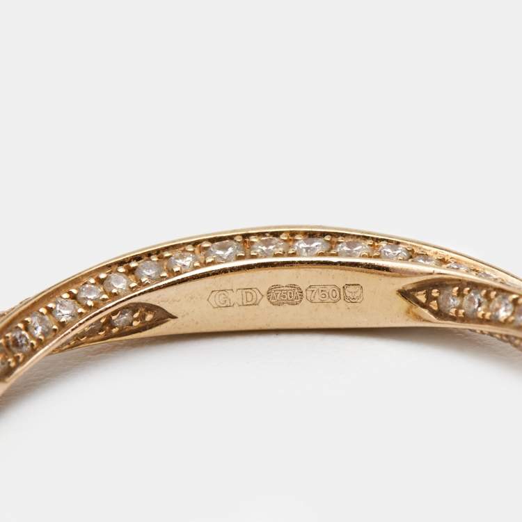 Pre Owned Graff Sprial Pave Diamond 18k Rose Gold Ring Size 49