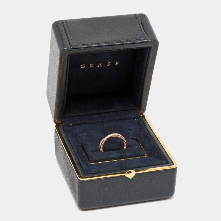 Pre Owned Graff Sprial Pave Diamond 18k Rose Gold Ring Size 49