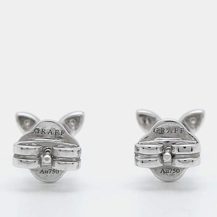 Pre Owned Graff Butterfly Pavé Diamond 18k White Gold Small Stud Earrings
