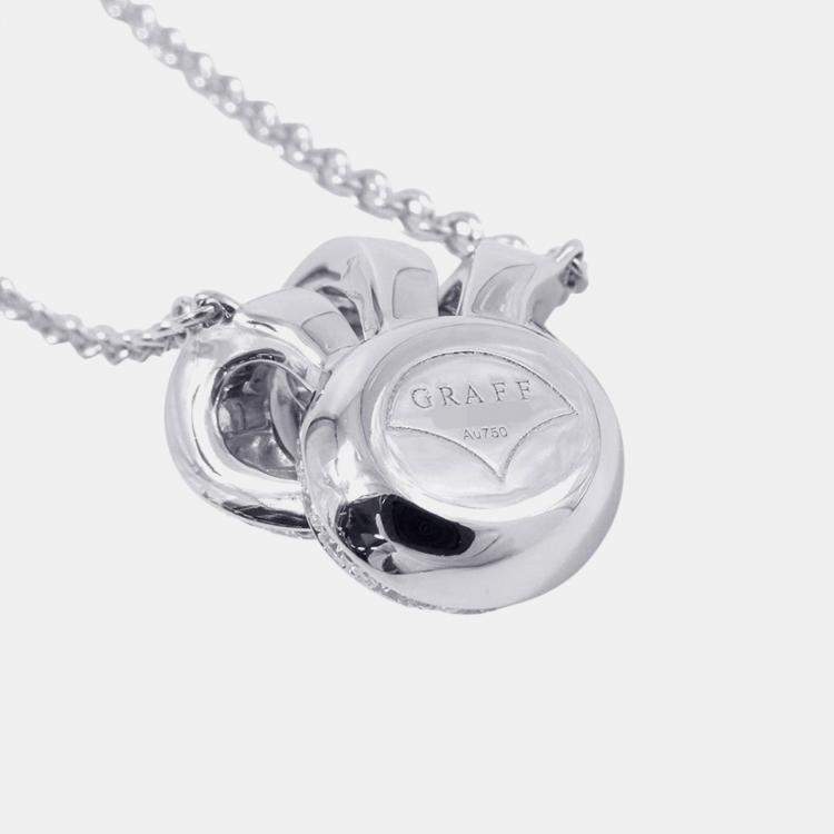 Pre Owned Graff Tilda's Bow Pave 18K White Gold Diamond Pendant Necklace