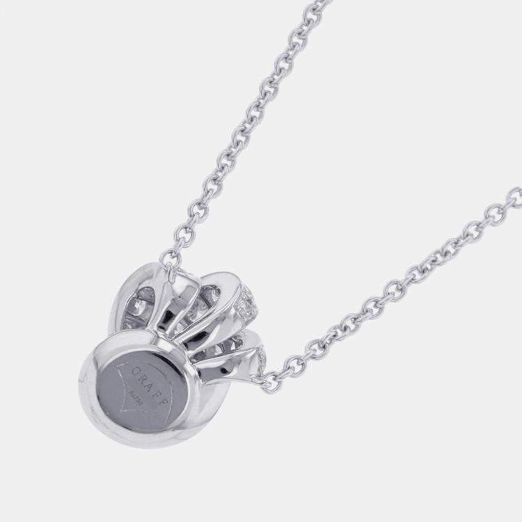Pre Owned Graff Tilda's Bow Pave 18K White Gold Diamond Pendant Necklace