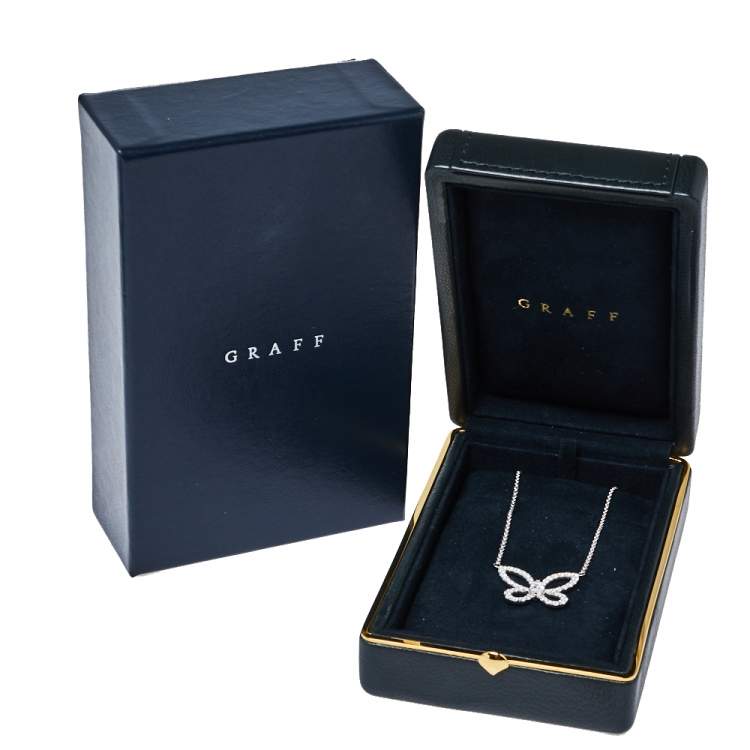 Pre Owned Graff Butterfly Silhouette Diamond 18K White Gold Pendant Necklace