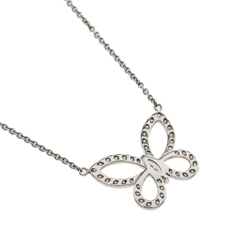 Pre Owned Graff Butterfly Silhouette Diamond 18K White Gold Pendant Necklace
