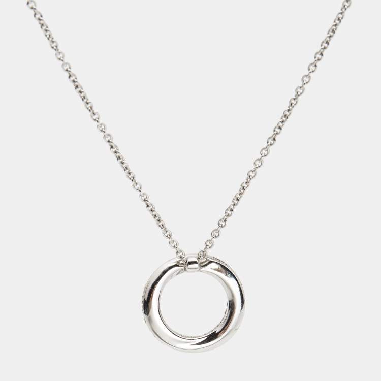 Pre Owned Graff Spiral Pavé Diamond 18k White Gold Pendant Necklace