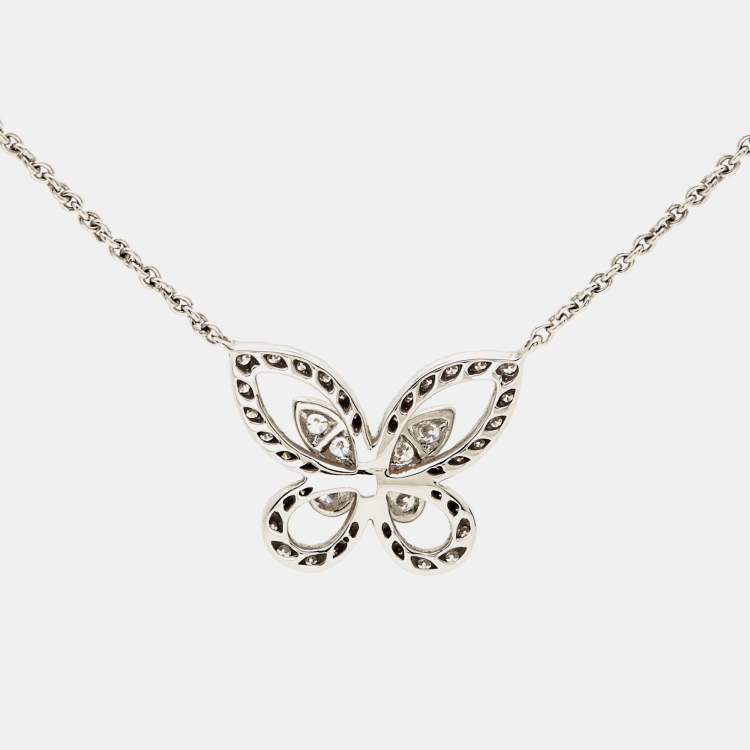Pre Owned Graff Multi Butterfly Silhouette Diamond 18k White Gold Pendant Necklace