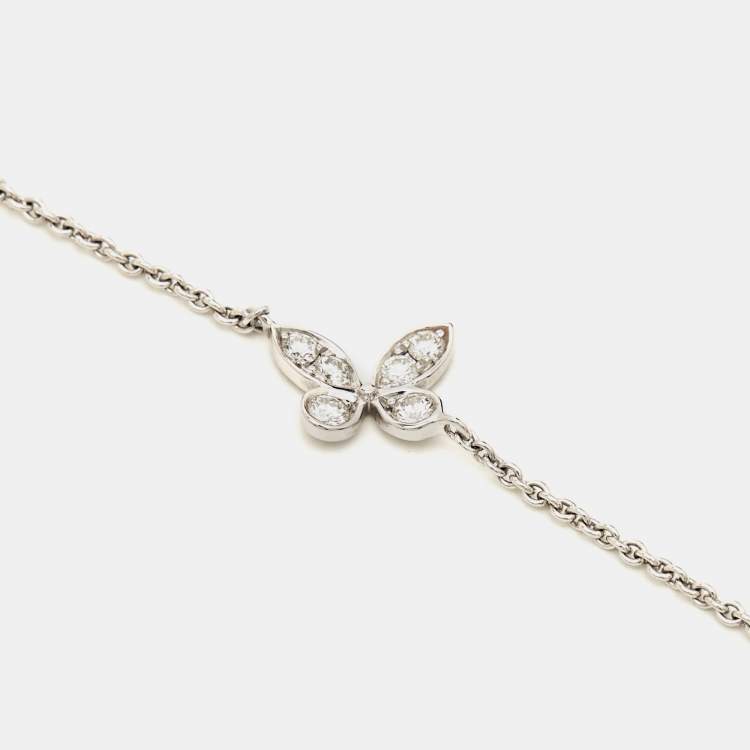 Pre Owned Graff Multi Butterfly Silhouette Diamond 18k White Gold Pendant Necklace