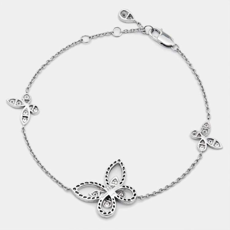Pre Owned Graff Butterfly Silhouette Diamonds 18k White Gold Bracelet
