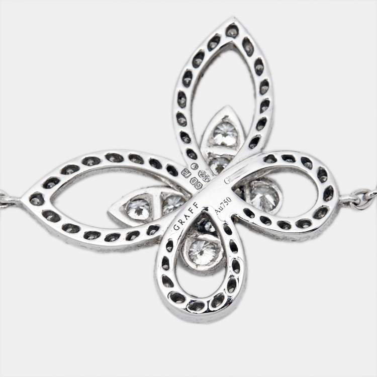 Pre Owned Graff Butterfly Silhouette Diamonds 18k White Gold Bracelet