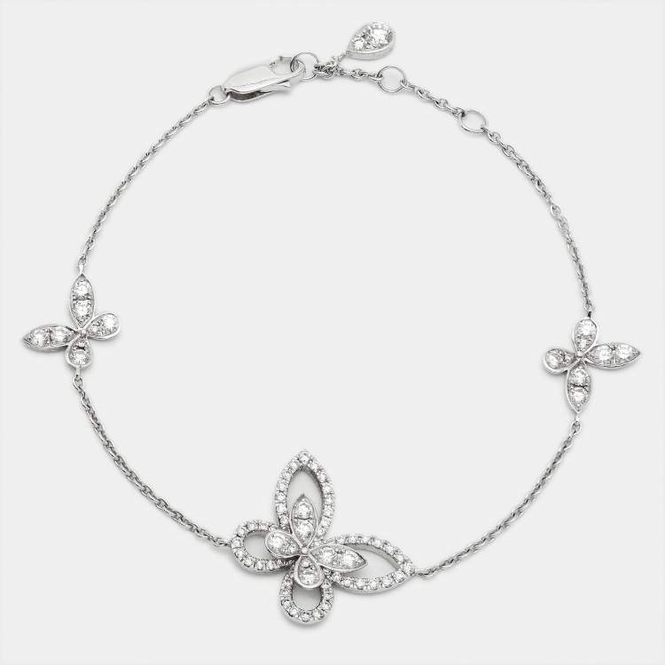Pre Owned Graff Butterfly Silhouette Diamonds 18k White Gold Bracelet