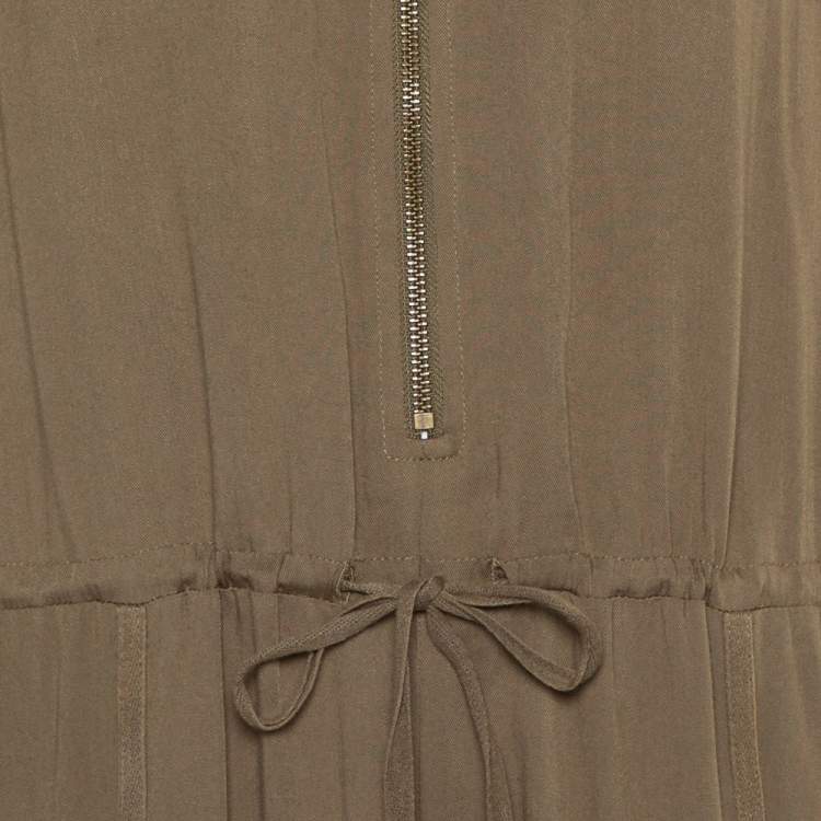 Pre Owned Greylin Military Green Synthetic Sleeveless Klark Jumpsuit M