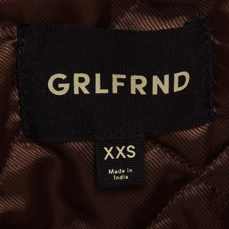 Pre Owned Grlfrnd Brown Leather Cropped Jacket XXS