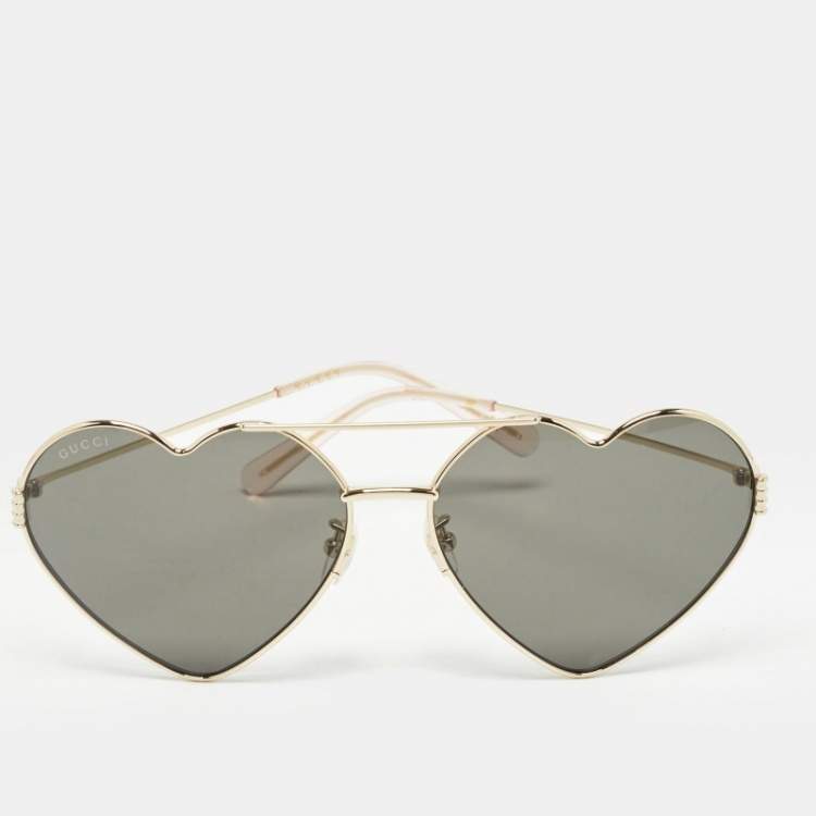 Pre Owned Gucci Black/Gold GG1283S Heart Aviator Sunglasses