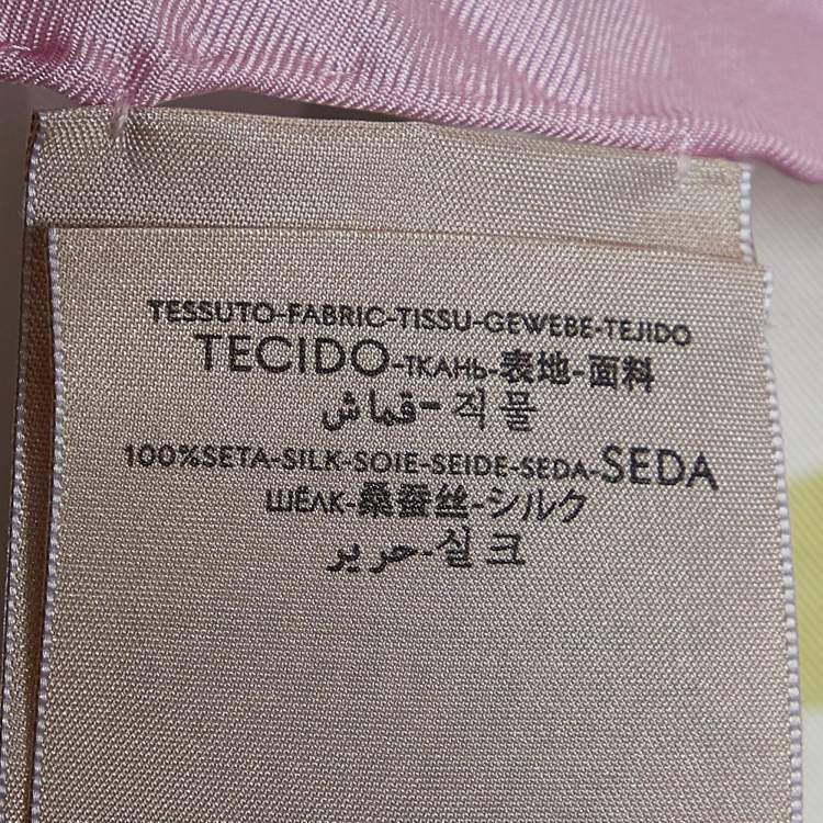 Pre Owned Gucci White/Pink GG Bubble Print Silk Scarf