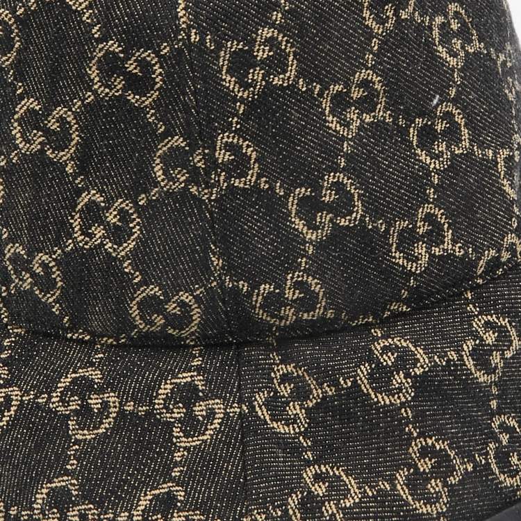 Pre Owned Gucci Black GG Web Denim Bucket Hat